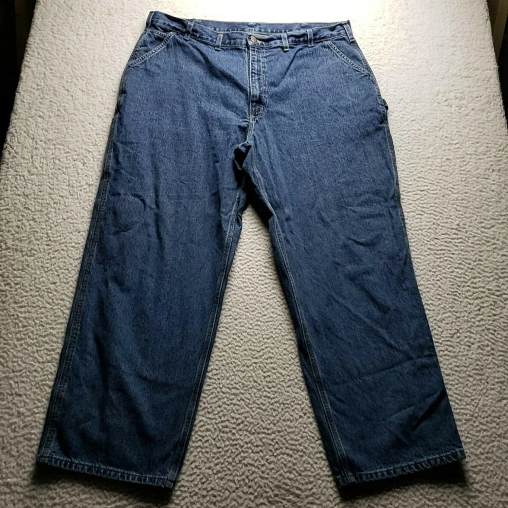 Carhartt B13-DPS Jeans Mens 44x30 Blue Relaxed Fit Straight Denim Work Pants